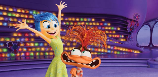 joy and anxiety at hq in a scene from inside out 2