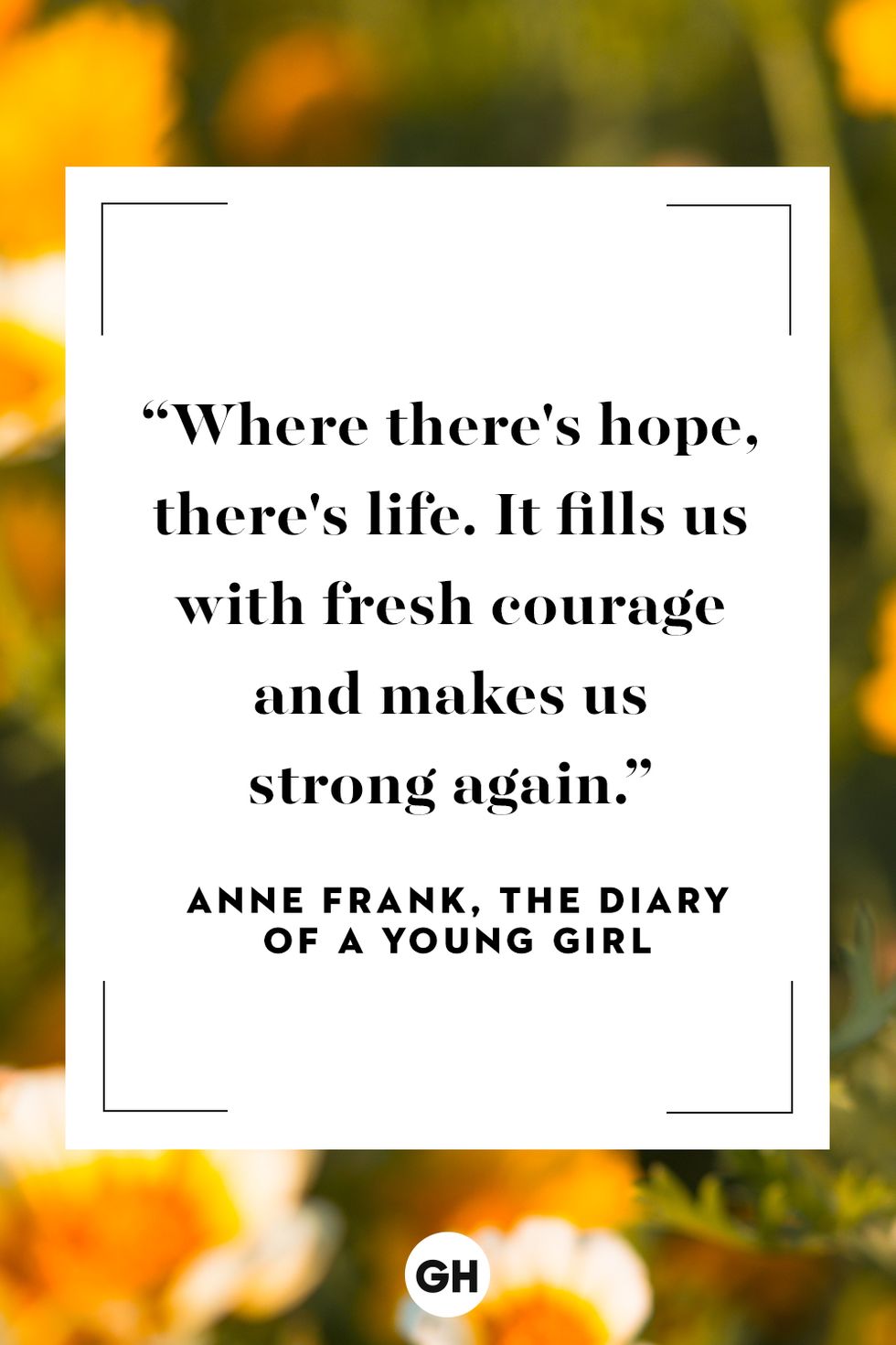 where there's hope, there's life it fills us with fresh courage and makes us strong again anne frank the diary of a young girl