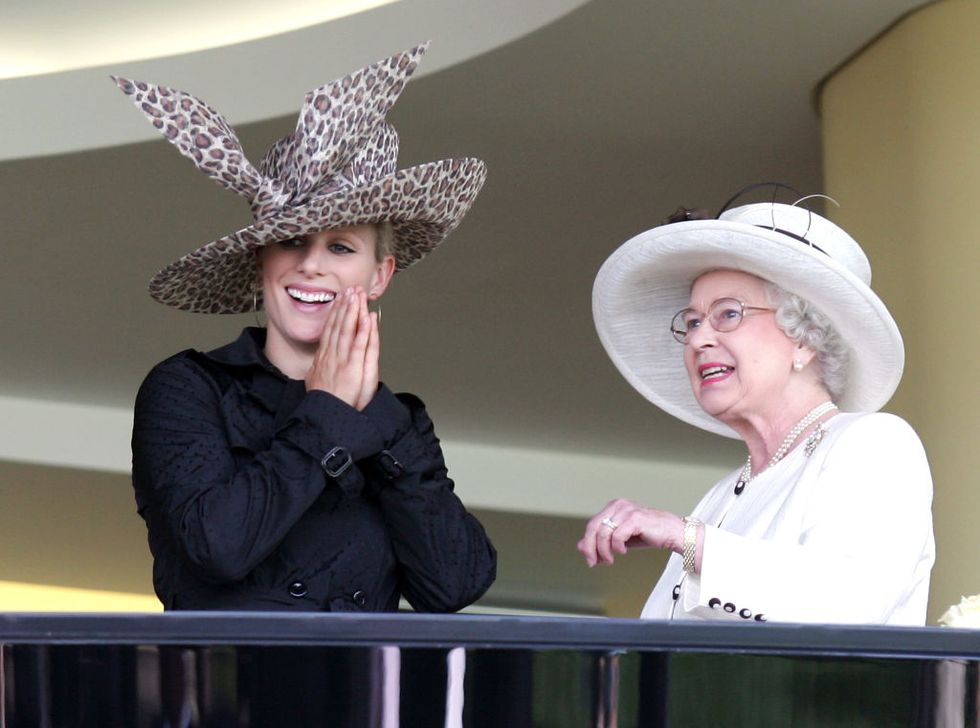 ascot, united kingdom   june 21  queen elizabeth ii and zara phillips chat on the royal balcony during ladies day on day three of royal ascot on june 21, 2007 in berkshire, england  photo by chris jacksongetty images
