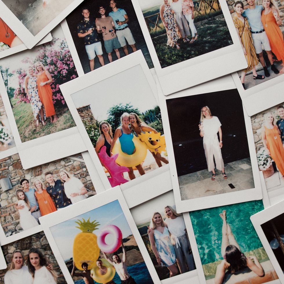 instant camera pictures of friends on holiday