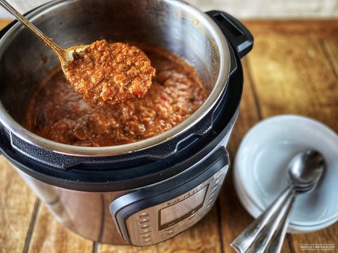instant pot bowl of red texas style chili