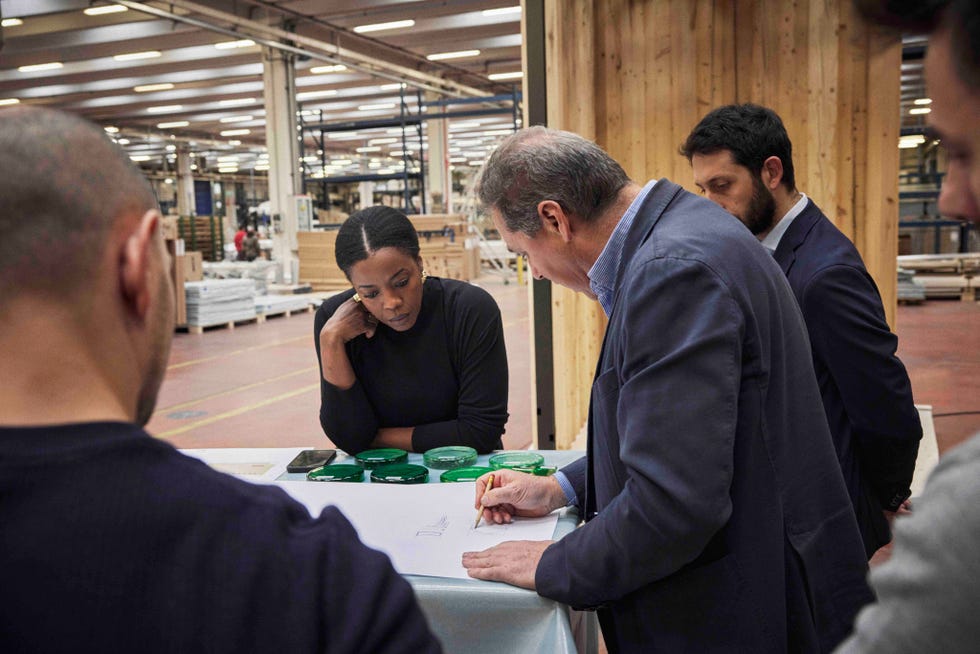mariam issoufou, architect, italyvisiting the construction of the pavilion in the gardens of the venice biennale with mariam issoufou and unifor