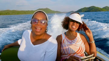 a man and woman on a boat