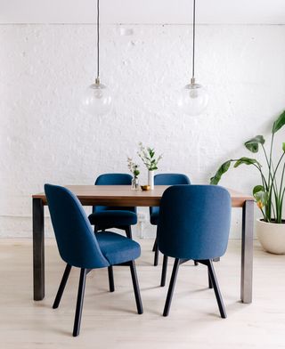 Blue, Furniture, Dining room, Chair, Room, Table, Product, Interior design, Cobalt blue, Turquoise, 