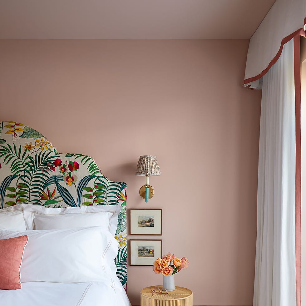 bedroom with pink wall