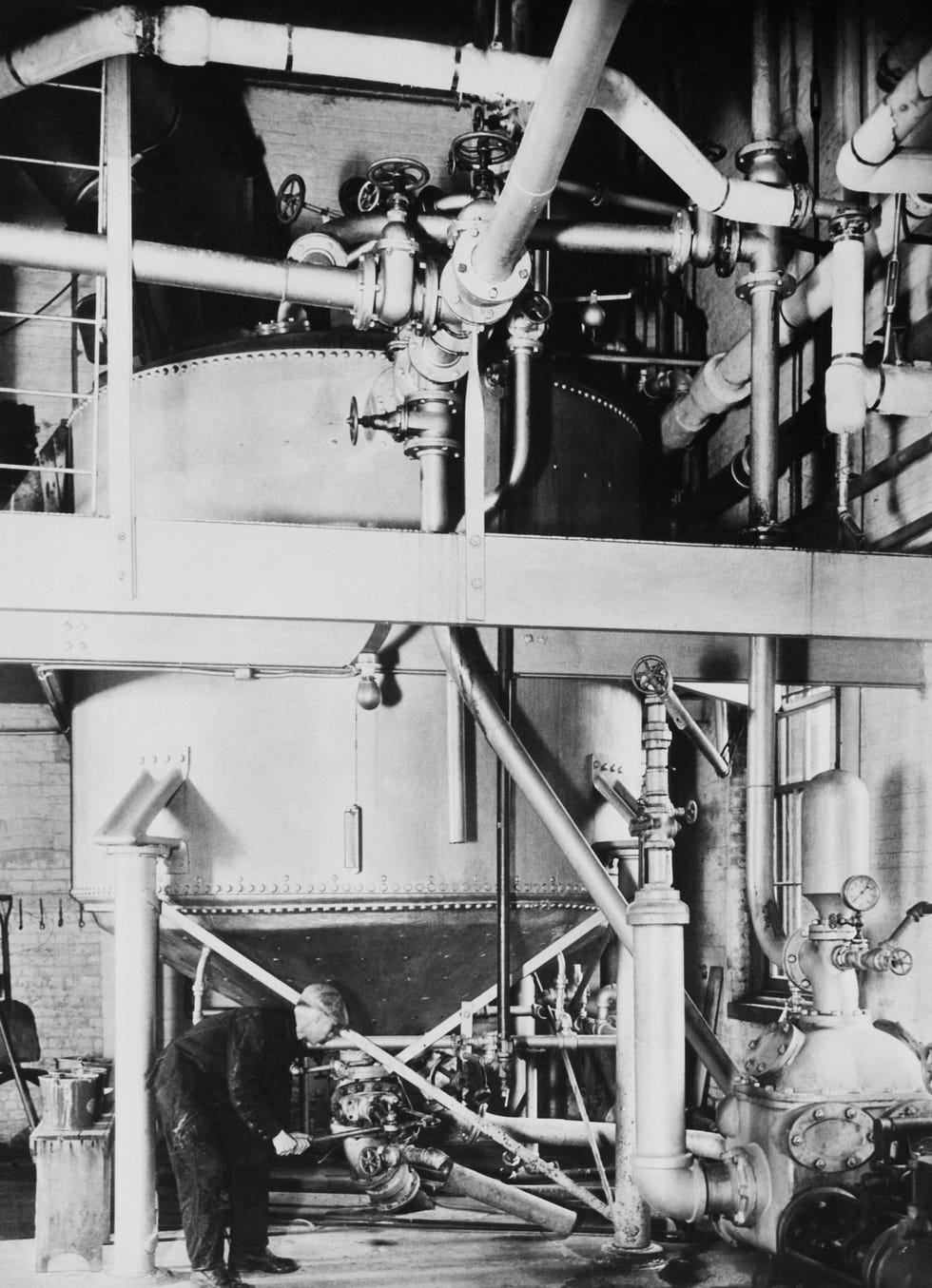 interior of a big brewery, the extraction and cooking hop at new york in usa