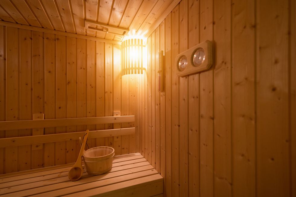 interior of healthy sauna sauna spa heat steam room for healthy and medical concept