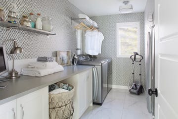 Interior of laundry room in contemporary home