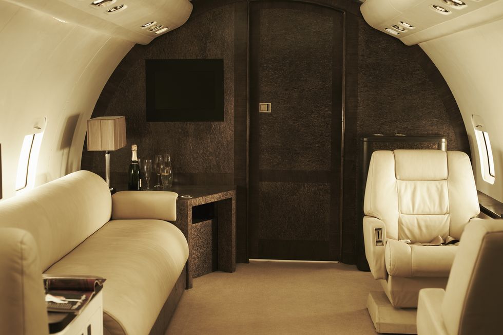 interior of luxury private jet