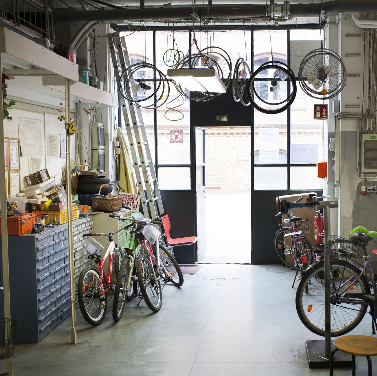 Interior Shot Of Bike Workshop