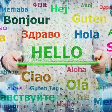 het woord hallo in veel vreemde talen en kleuren