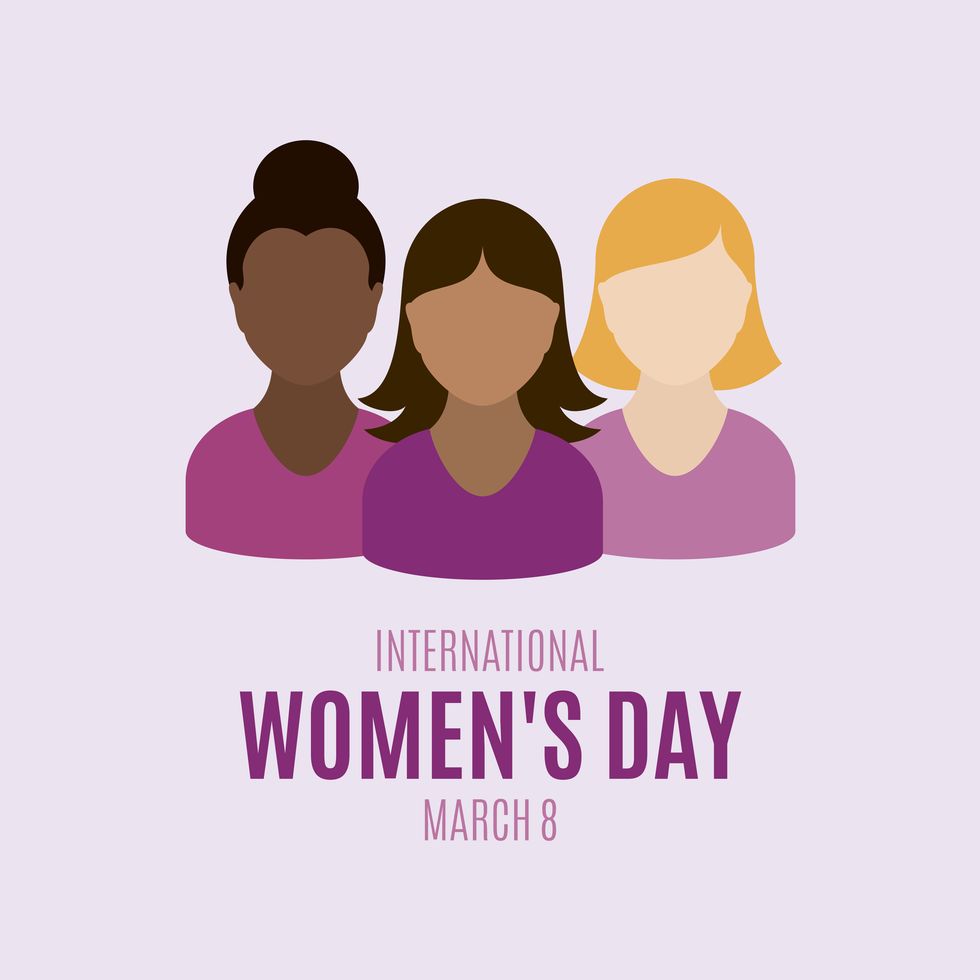 international women's day, march 8 poster with woman face silhouette vector