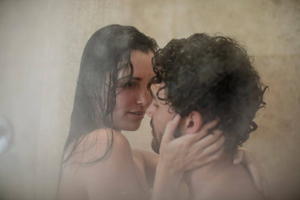 Intimate young couple in shower