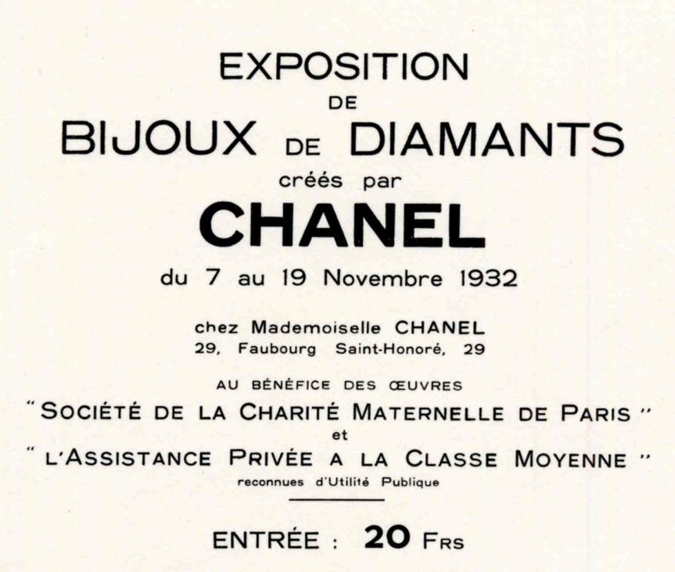 chanel bijoux de diamants 1932年展覽邀請函