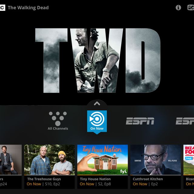 tv screen with sling tv and the walking dead
