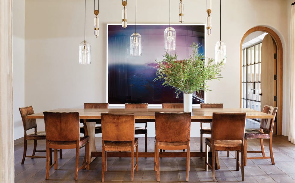Dining room, Room, Furniture, Interior design, Table, Property, Lighting, Kitchen & dining room table, Building, Wall, 