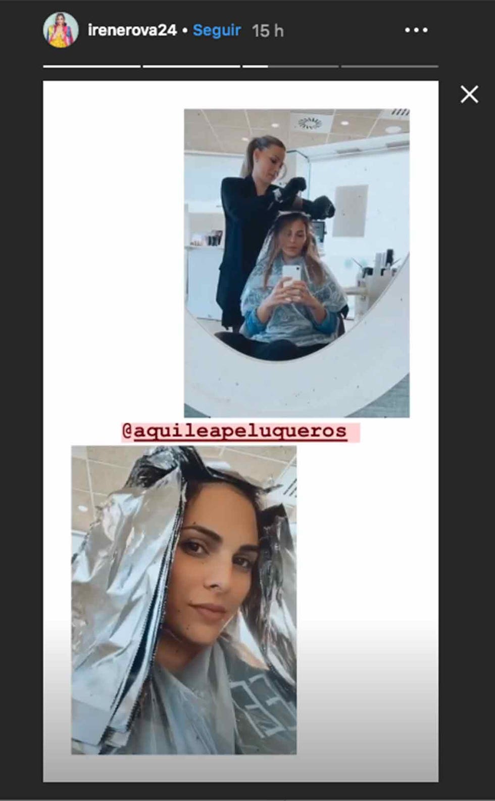 Irene Rosales en la peluquería