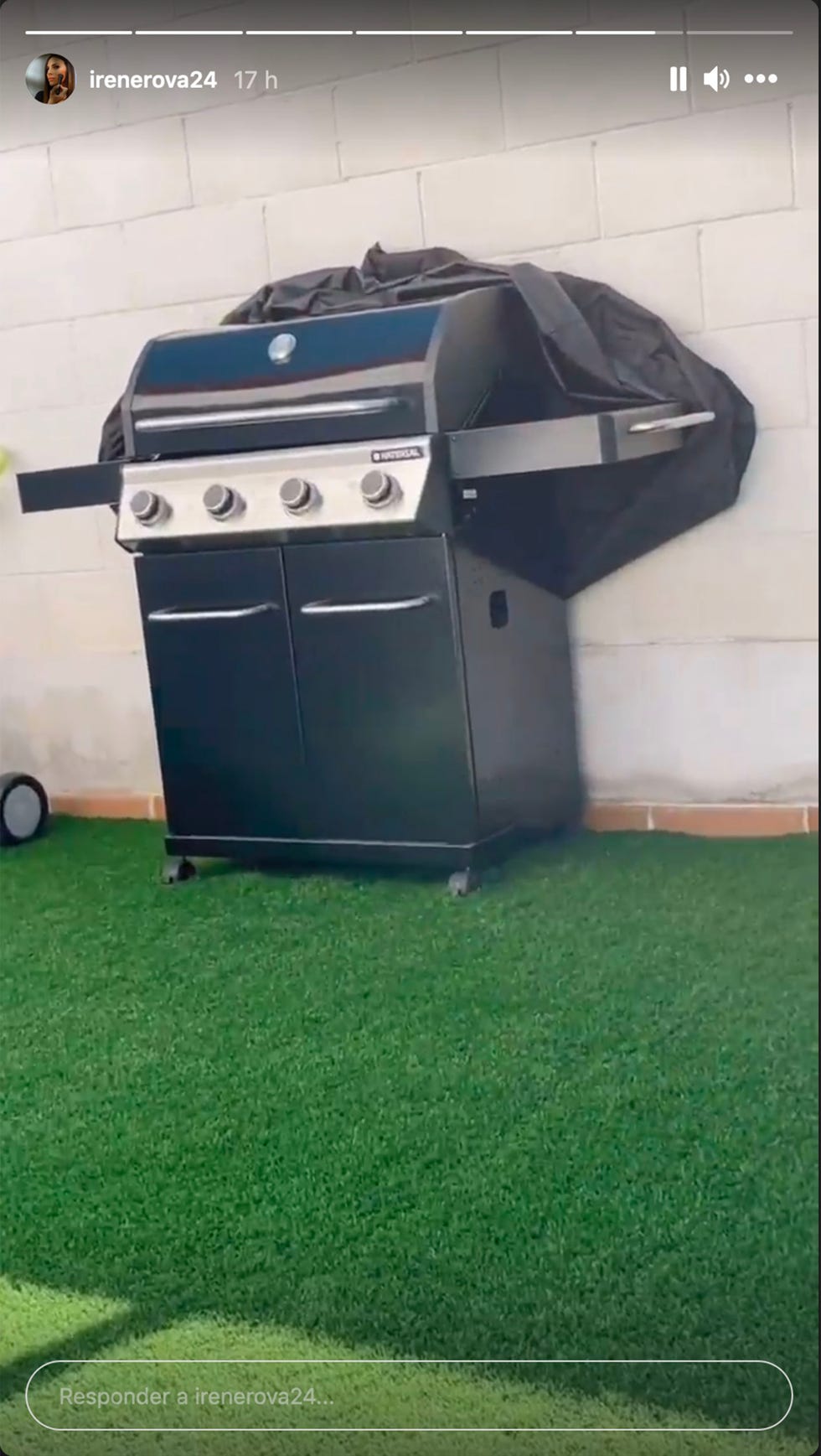 irene rosales muestra la barbacoa que tiene en el jardín de su casa