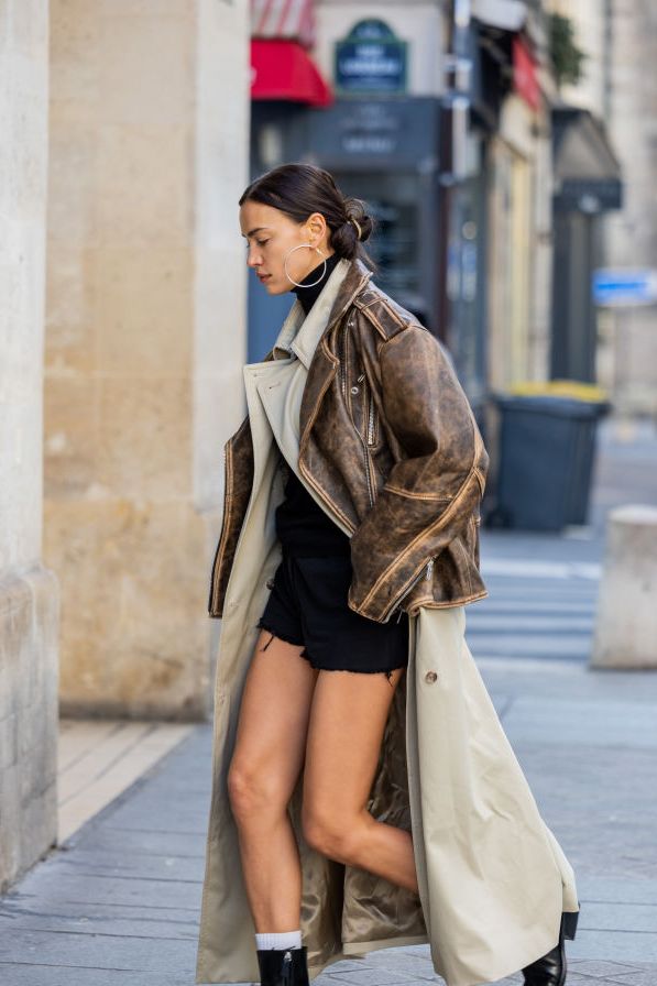 irina shayk street style shoot paris fashion week womenswear fall winter 2023 2024