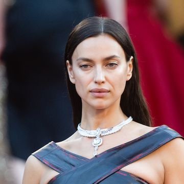 irina shayk wore a barely there leather top at cannes festival