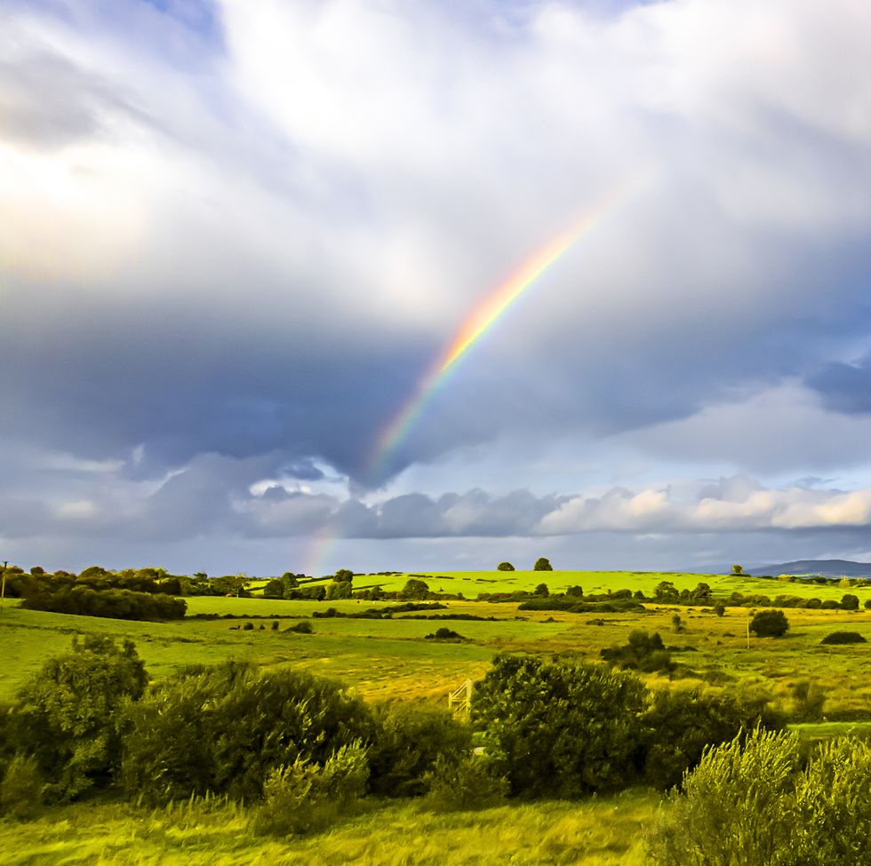 double rainbow landscape in beautiful  irish landscape scenery, taken on sunny and rainy dayco tipperary ireland