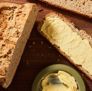 irish brown bread spread with butter and salt