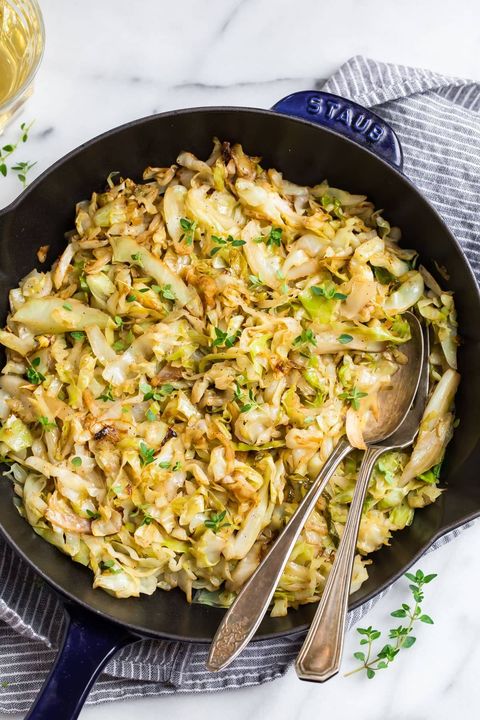 irish side dishes sauteed cabbage in skillet