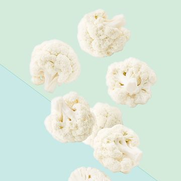 cauliflower on blue and green background