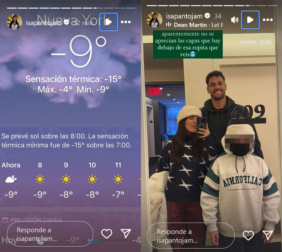 la pareja y el hijo de isa muy abrigados en nueva york