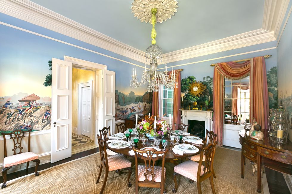 ﻿the mario buatta designed dining room of patricia altschul's house, which is often shown on bravo's southern charm