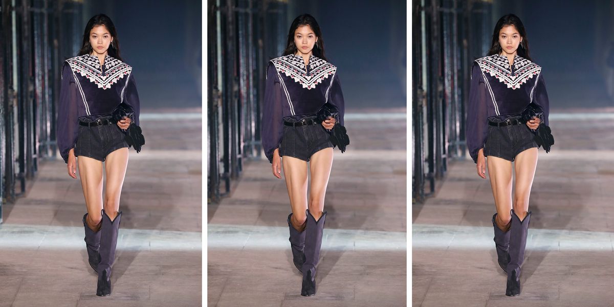 a model wears a western look from isabel marant in a western fashion guide 2022