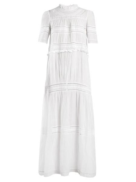Clothing, White, Day dress, Dress, Sleeve, Gown, Ruffle, Textile, Cocktail dress, Pattern, 