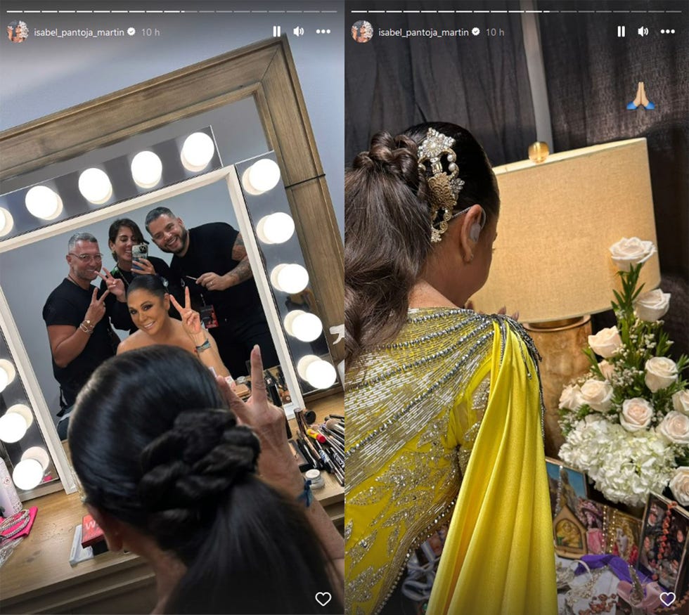 la cantante con su sobrina anabel pantoja y su altar en su recital