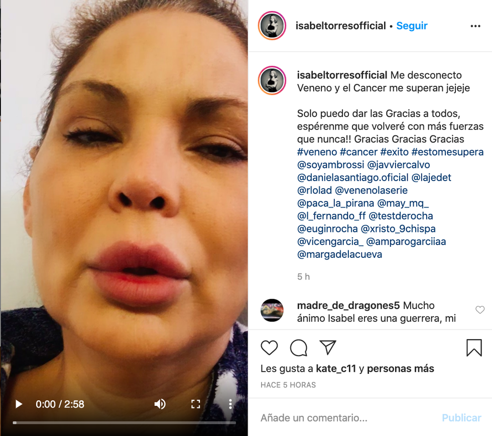Isabel Torres, protagonista de 'Veneno', padece cáncer de pulmón