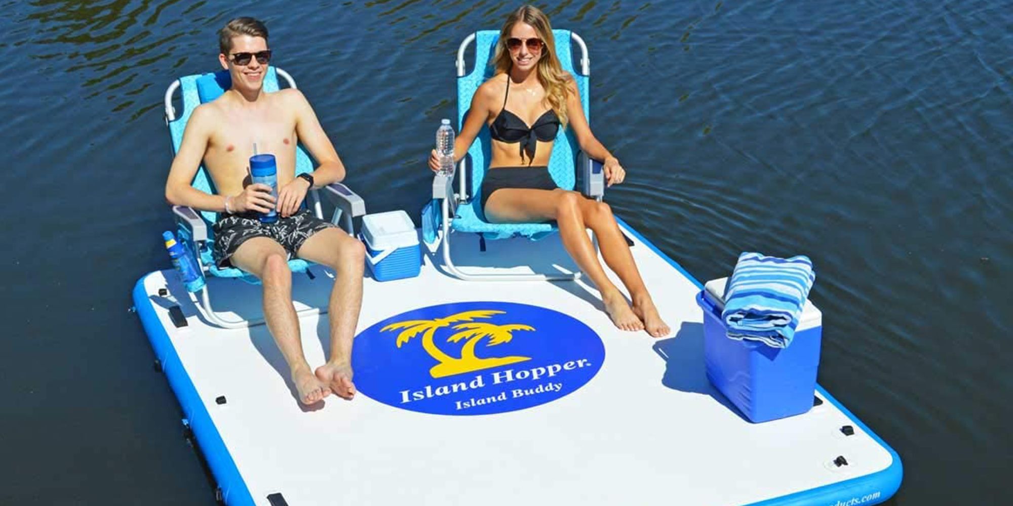 This 8-Foot Floating Platform Lets You Hang Out on the Water All