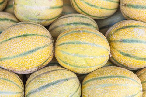 melons sold at shuk hacarmel market, tel aviv, israel