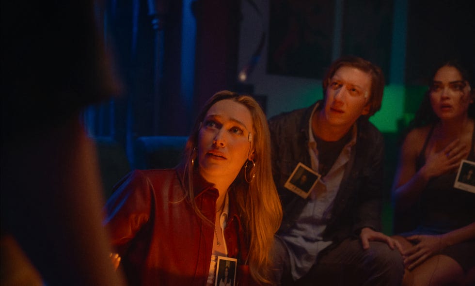 it's what's inside l r alycia debnam carey as nikki, david thompson as forbes and brittany o’grady as shelby in it's what's inside cr courtesy of netflix