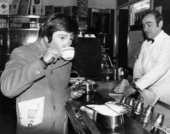 Enzo Cerusico Has Breakfast In A Bar
