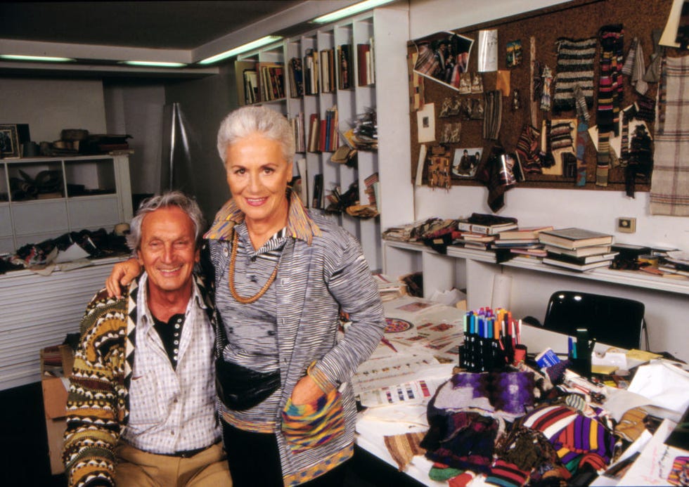 ottavio missoni and rosita jelmini in the office of their fashion house