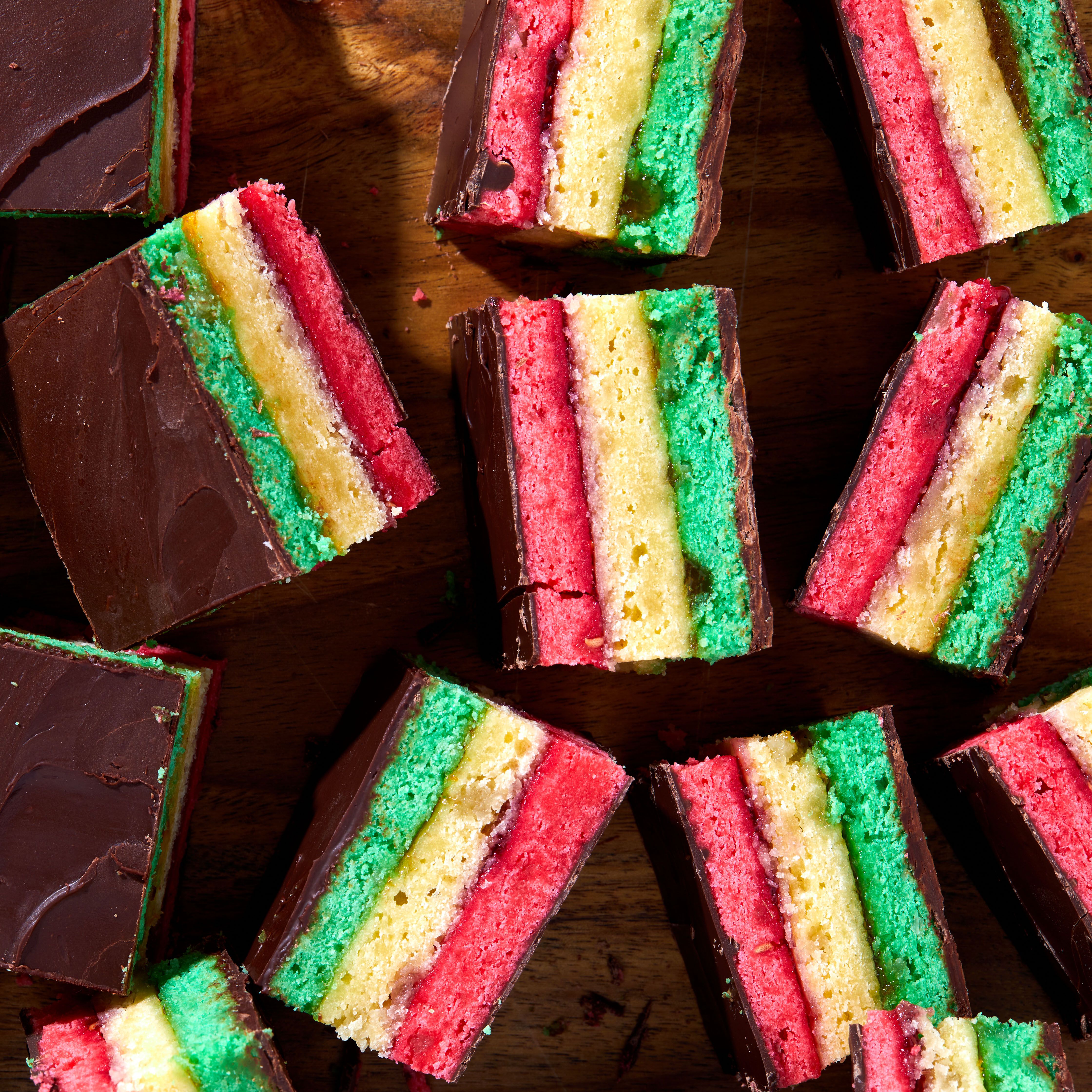 Sheet Pan Rainbow Cookie Cake