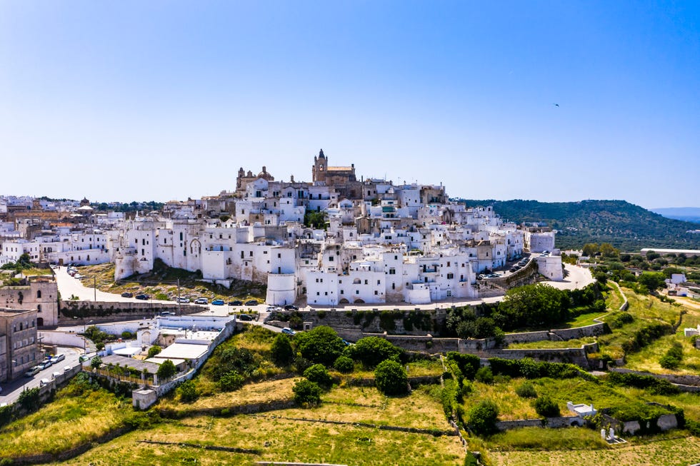 italy, apulia, brindisi, aerial view of ostuni