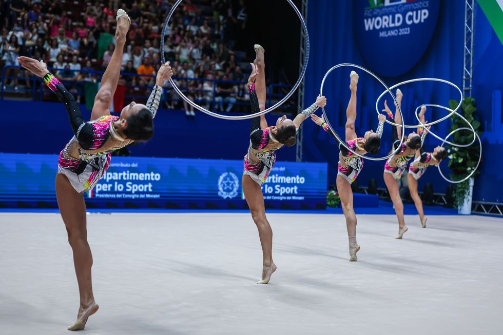 italy group team during rhythmic gymnastics fig world cup