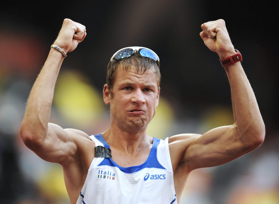 italy's alex schwazer celebrates winning