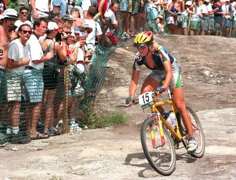 Italy's Olympic cyclist Paola Pezzo bikes during t