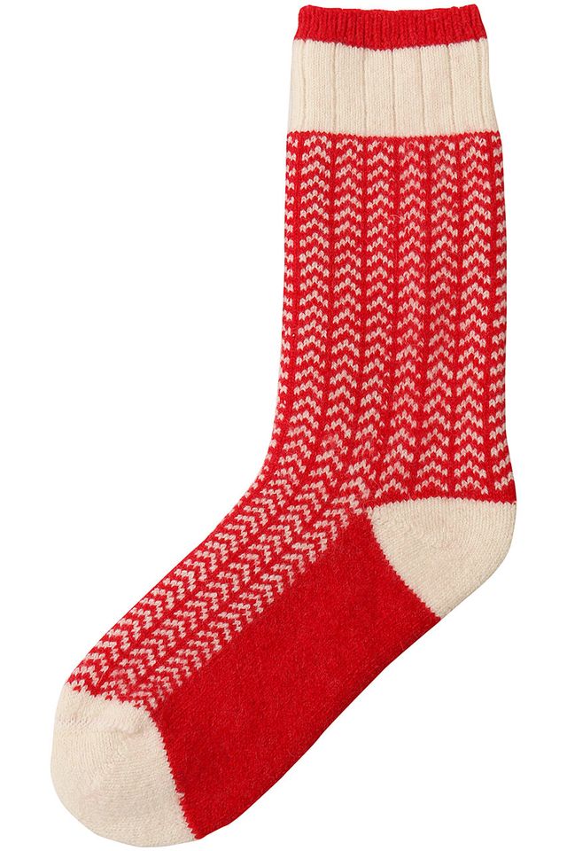 a red and white striped sock