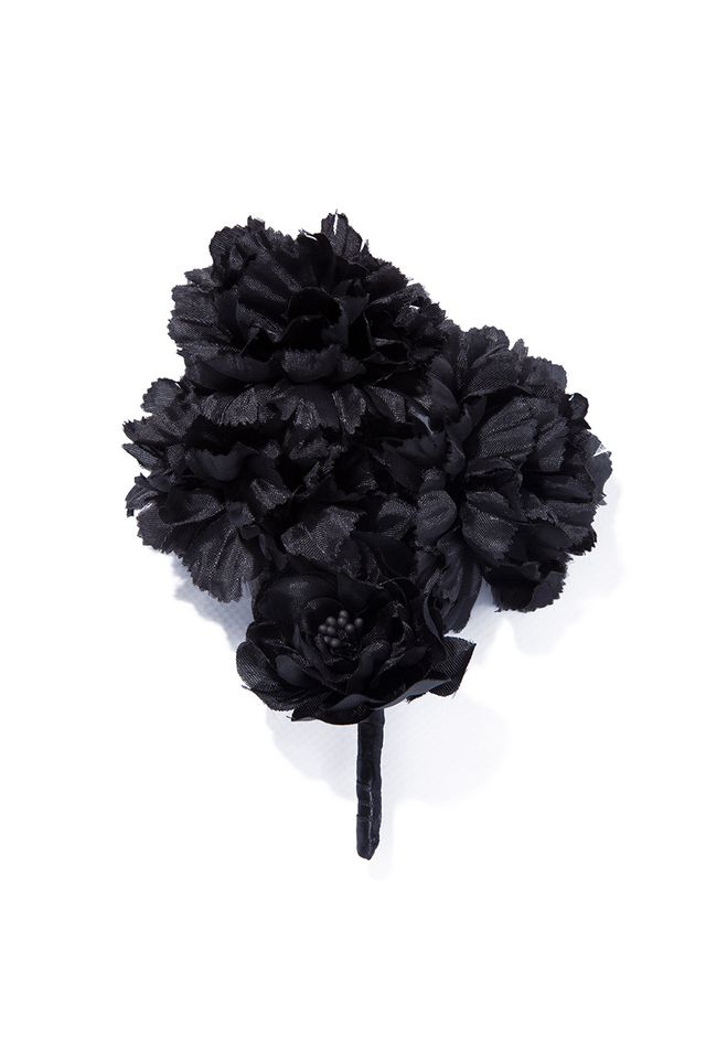 a black flower with a long stem