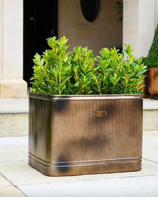 ivyline outdoor hampton rectangular copper metal planter