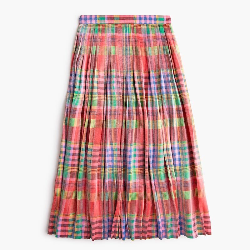 Pleated midi skirt 2025 in shimmering plaid