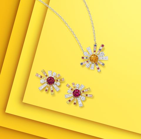 sparks earrings and necklace from harry winston's new winston with love high jewelry collection
