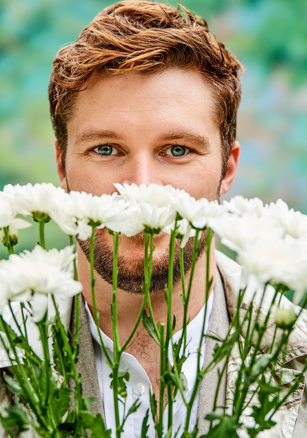 Facial hair, Grass, Flower, Plant, Beard, Smile, Happy, Child, mayweed, Portrait photography, 